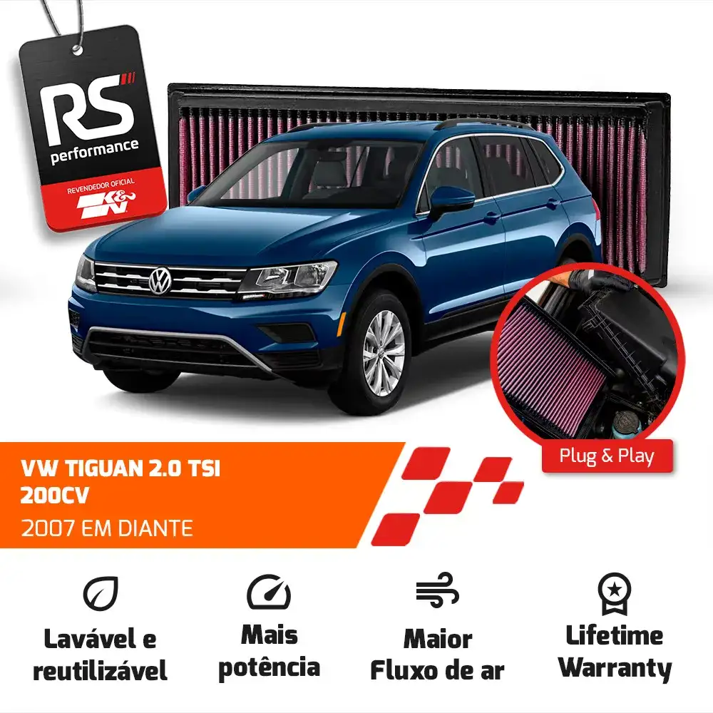 Filtro Esportivo Vw Jetta Fusca A3 Q3 2.0 Tsi 200cv 2007+