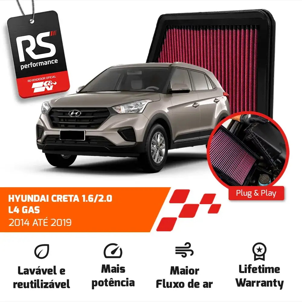 Filtro Esportivo Hyundai Creta I30 Elantra Tucson 2010-2019