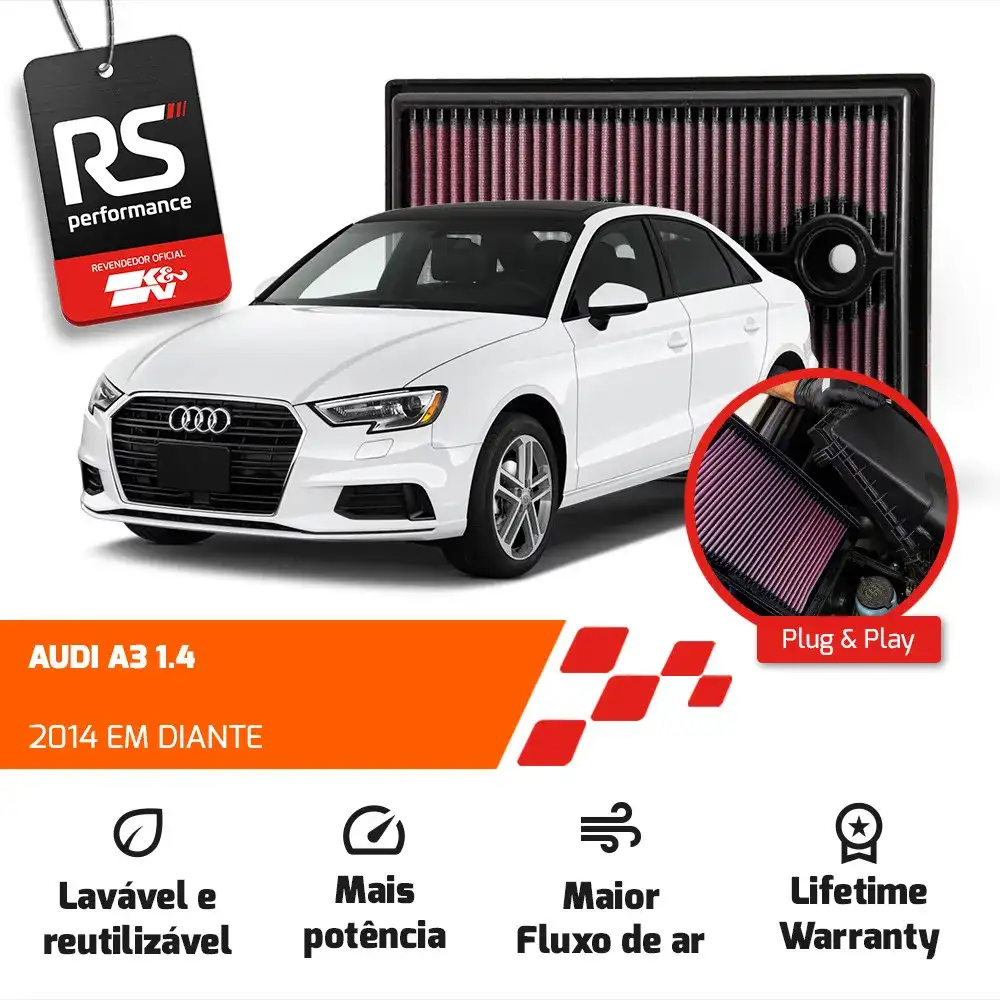 Filtro Esportivo Inbox Vw Audi Golf Jetta A3 1.4 Tsi 2014+