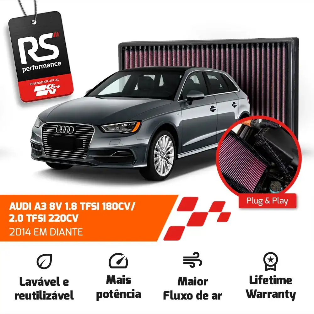 Filtro Esportivo Inbox Vw Audi Golf Jetta A3 2.0 Tsi 2013+