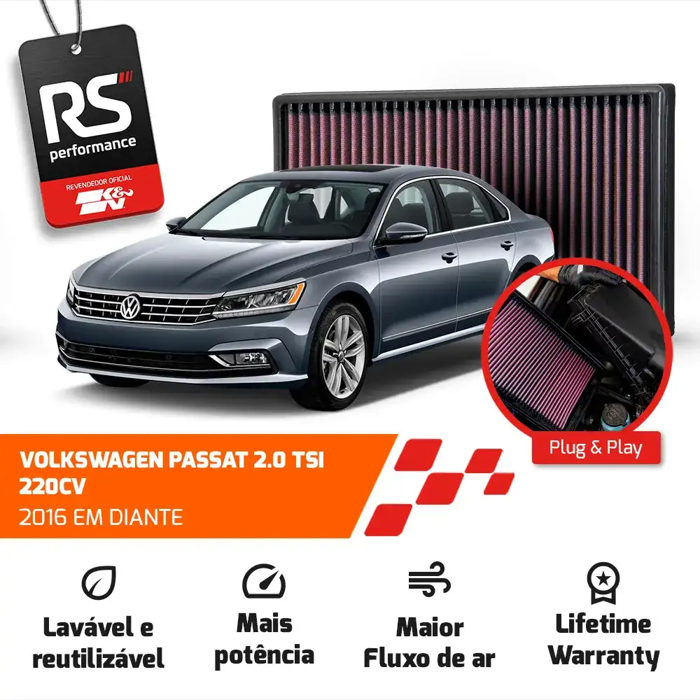 Filtro Esportivo Inbox Vw Audi Golf Jetta A3 2.0 Tsi 2013+