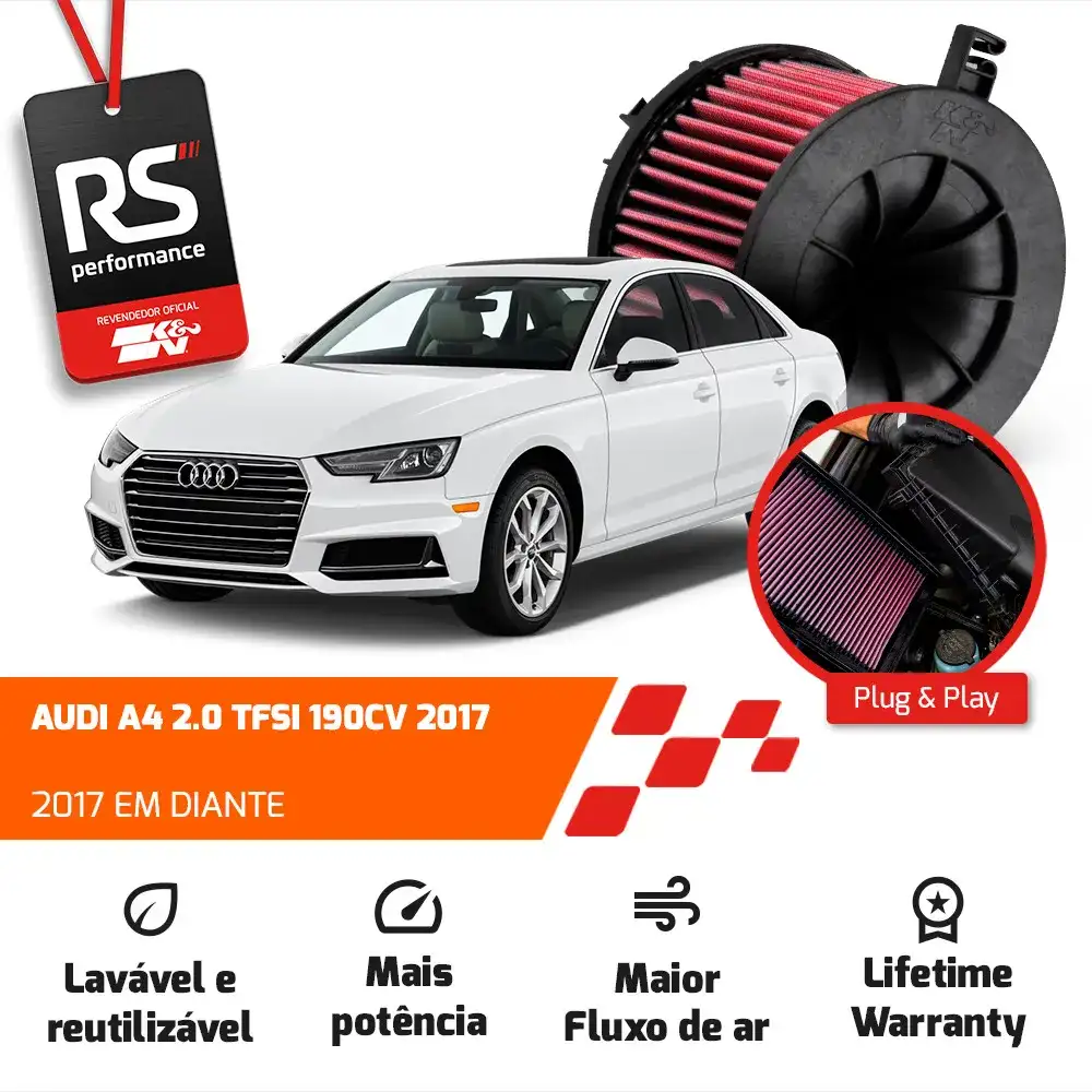 Filtro Ar Esportivo K&n Audi A4 A5 2.0 Tfsi 190cv 2017 2018
