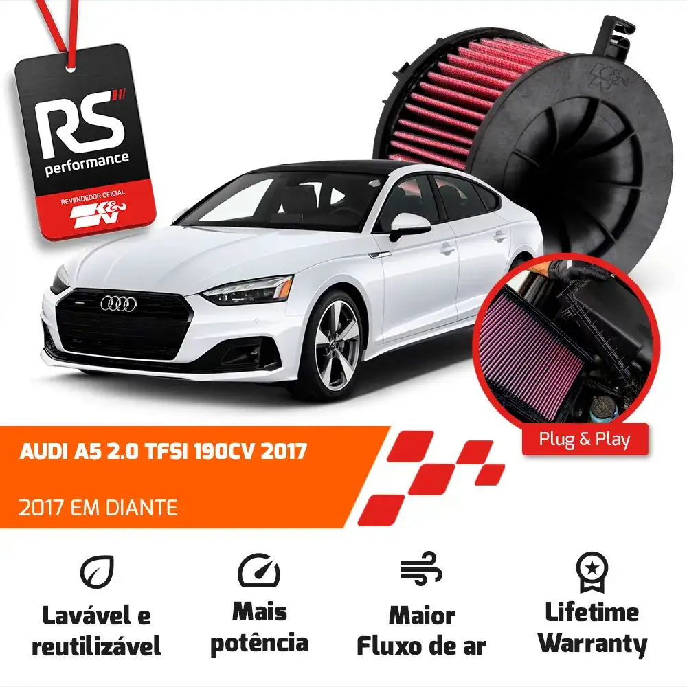 Filtro Ar Esportivo K&n Audi A4 A5 2.0 Tfsi 190cv 2017 2018