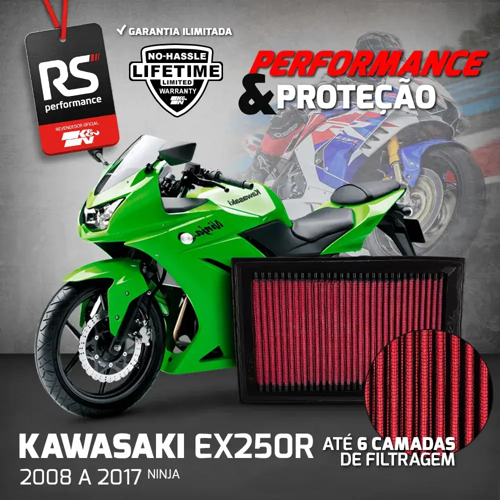 Filtro Esportivo Inbox Kawasaki Ex250r Ex300 Z300 08 A 2017