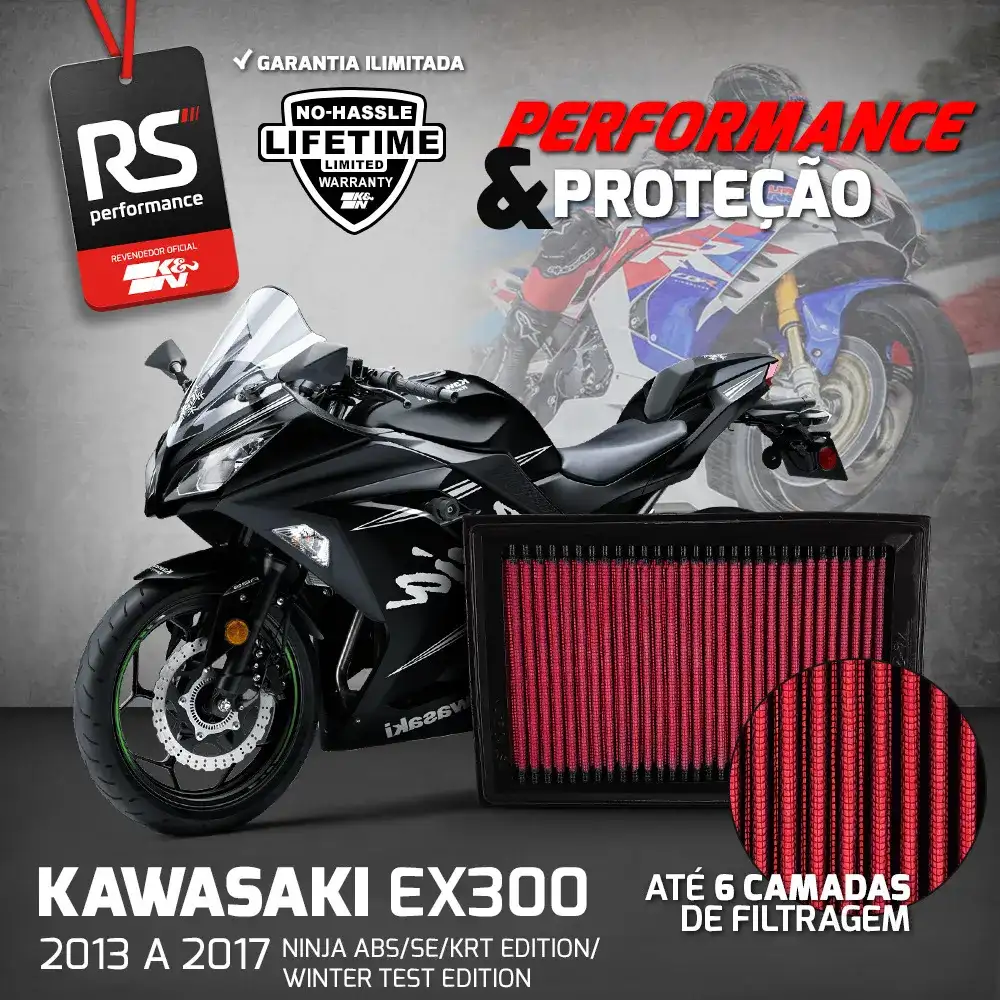 Filtro Esportivo Inbox Kawasaki Ex250r Ex300 Z300 08 A 2017
