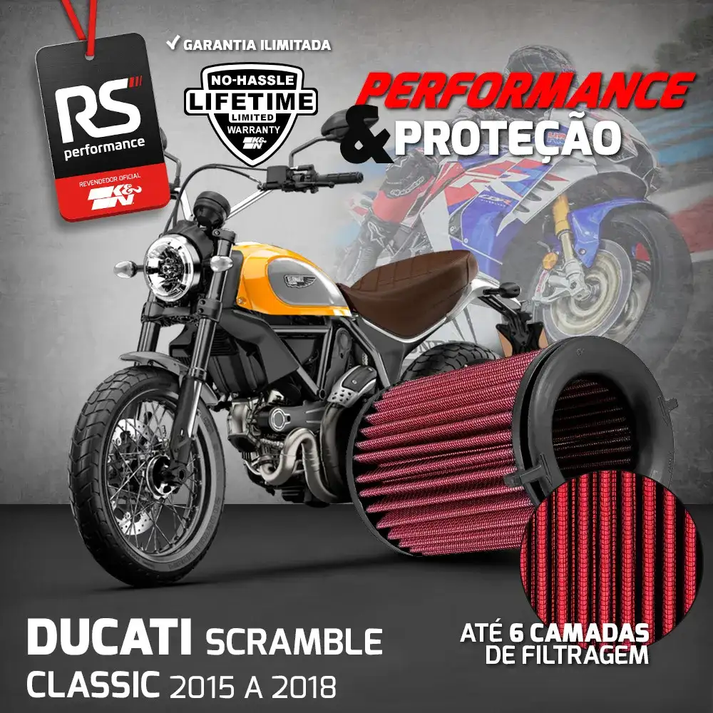 Filtro Ar Esportivo K&n Ducati Scrambler Classic Monster 797