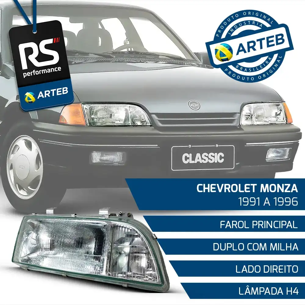 Farol Monza Classic C/ Regulagem 91/96 - Direita Ou Esquerda