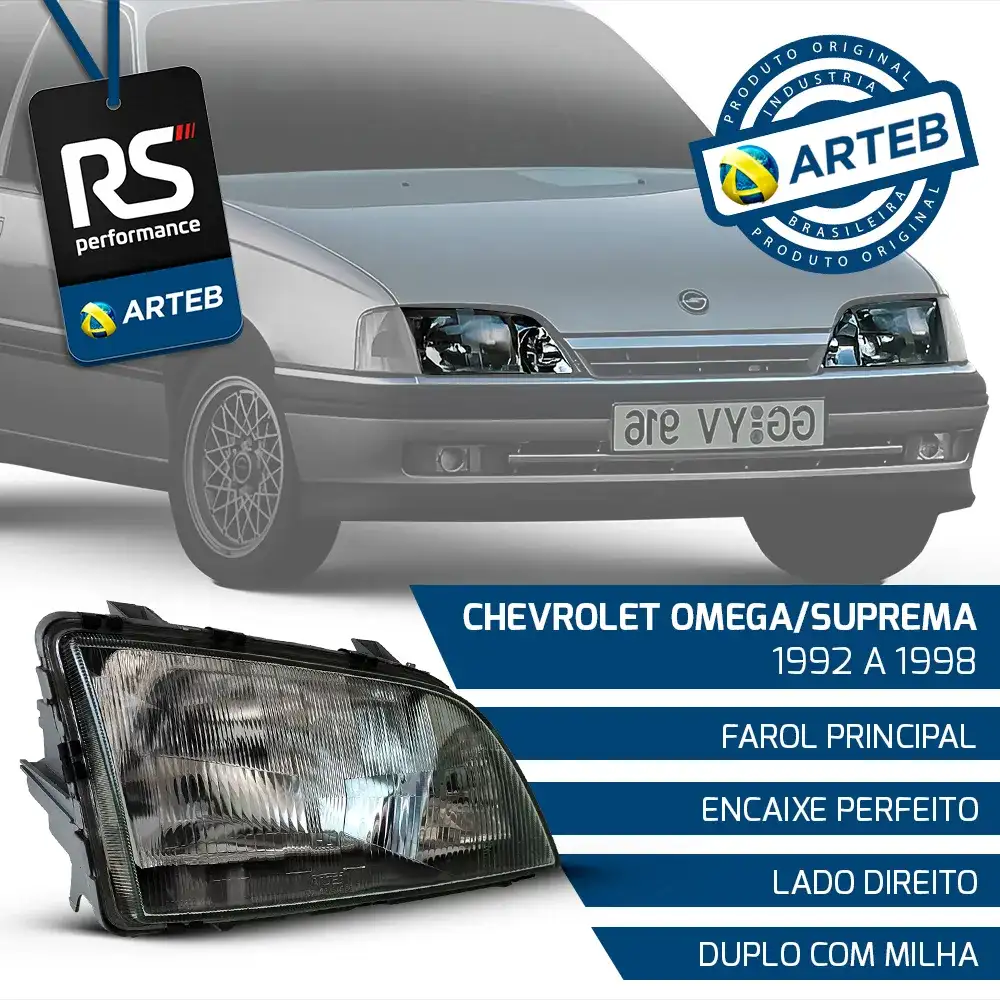 Farol Omega Suprema 92-98 Duplo C/ Milha Direito Ou Esquerdo