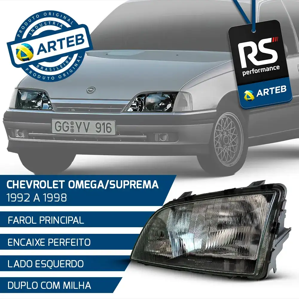 Farol Omega Suprema 92-98 Duplo C/ Milha Direito Ou Esquerdo