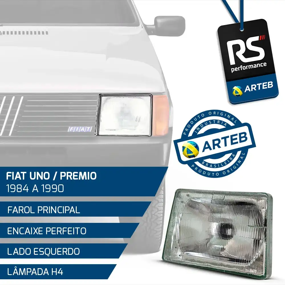 Farol H4 Uno Premio Elba Fiorino 1984-90 Esquerda Ou Direita
