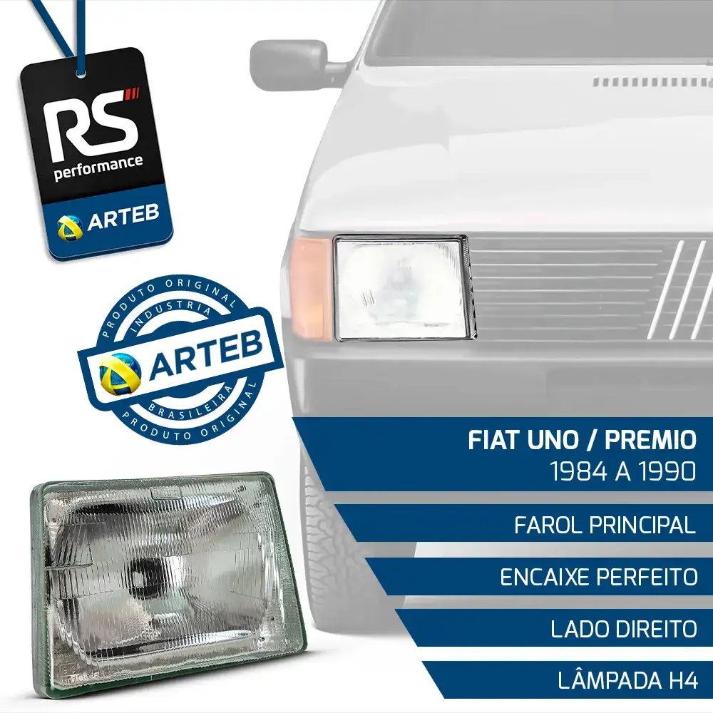 Farol H4 Uno Premio Elba Fiorino 1984-90 Esquerda Ou Direita