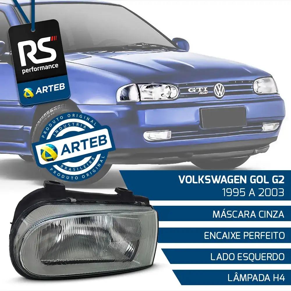 Farol H4 Máscara Cinza Gol G2 1995-2003 Esquerdo Ou Direito