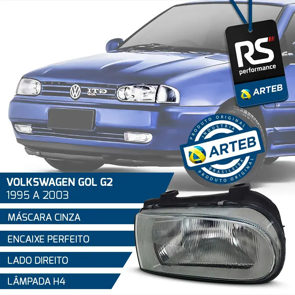 Farol H4 Máscara Cinza Gol G2 1995-2003 Esquerdo Ou Direito