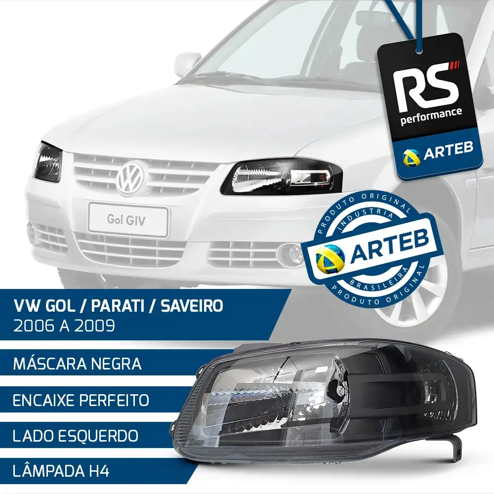 Farol Masc. Negra Gol Parati Saveiro G4 2006-14 Dir Ou Esq