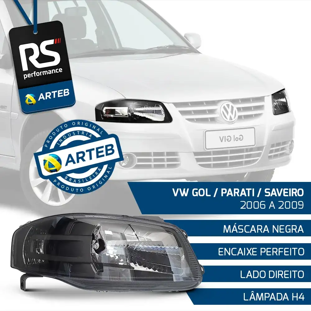 Farol Masc. Negra Gol Parati Saveiro G4 2006-14 Dir Ou Esq