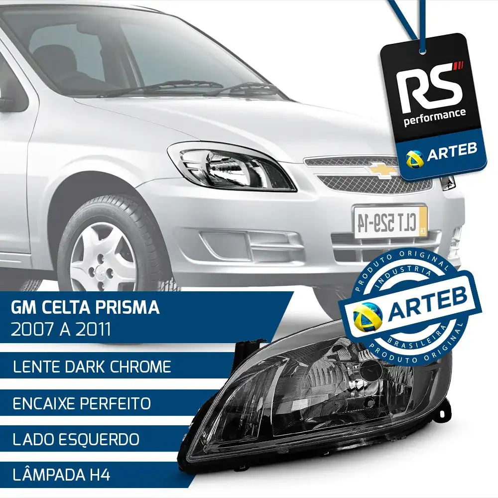 Farol Moldura Escura Celta Prisma 07-12 Esquerdo Ou Direito