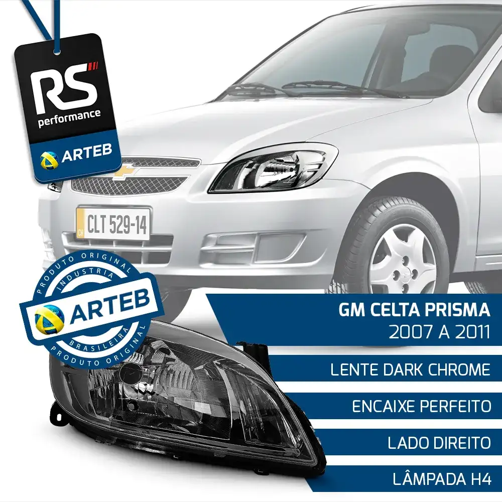 Farol Moldura Escura Celta Prisma 07-12 Esquerdo Ou Direito