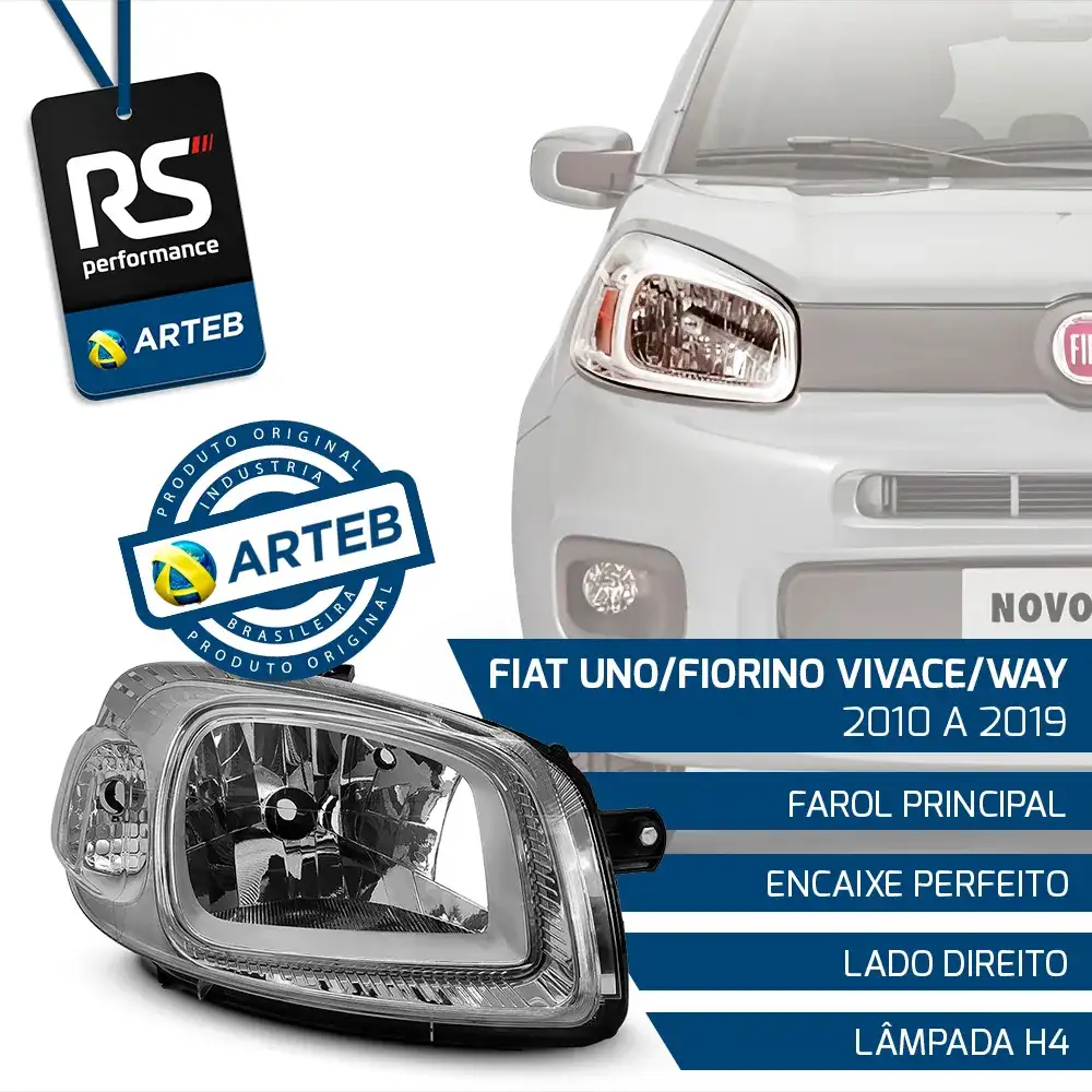 Farol H4 Fiorino Uno Vivace/ Way 2010-19 Esquerdo Ou Direito