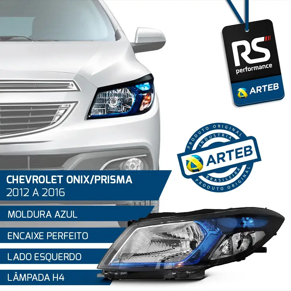 Farol H4 Molde Azul Onix Prisma 2013-16 Esquerdo Ou Direito
