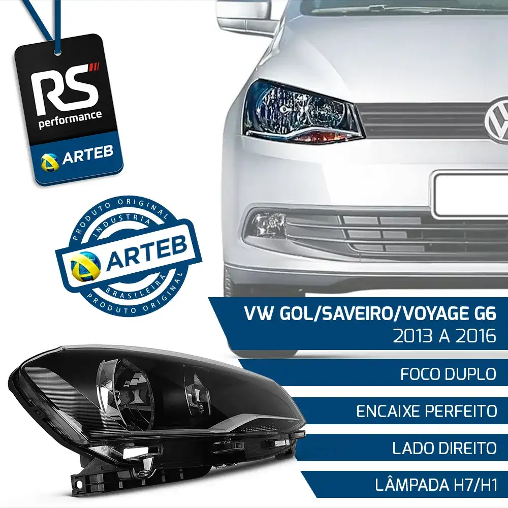 Farol H7 / H1 Gol Saveiro Voyage G6 2013 - 2016 / Esq Ou Dir
