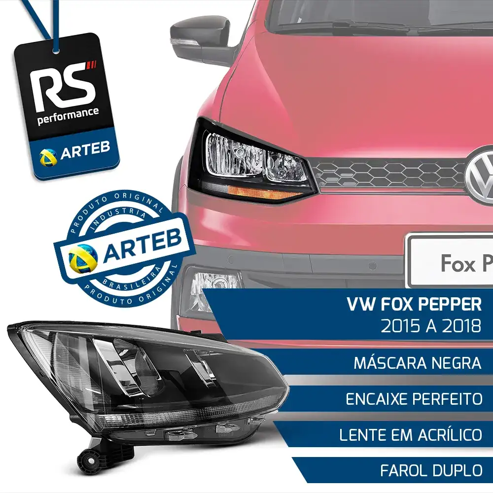 Farol Duplo Máscara Negra Fox 2015-2018 Esquerdo Ou Direito