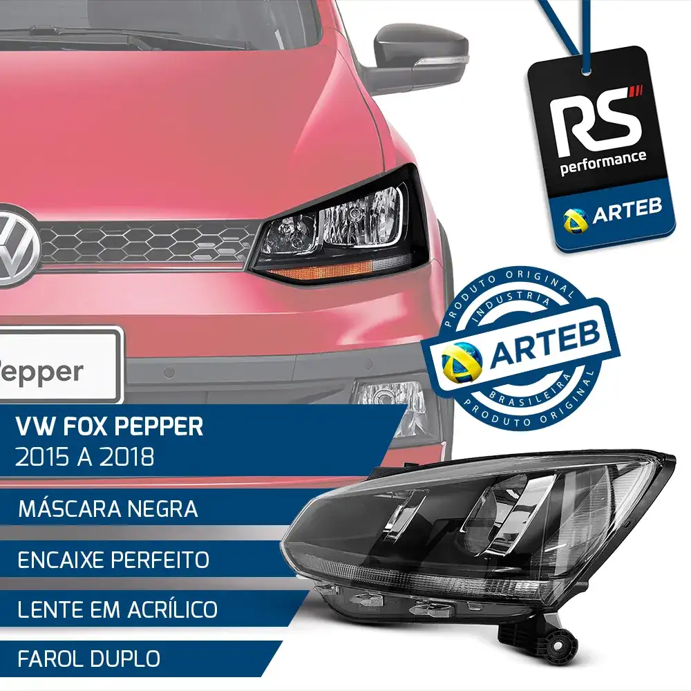 Farol Duplo Máscara Negra Fox 2015-2018 Esquerdo Ou Direito