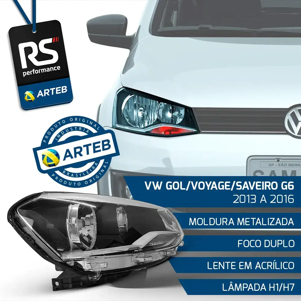 Farol H7/h1 Gol Saveiro Voyage G6 2013 - 2016 / Esq Ou Dir
