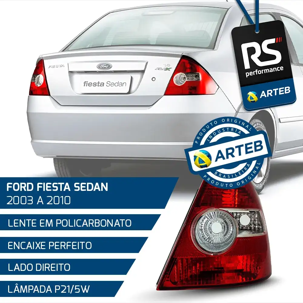 Lanterna Traseira Cristal Fiesta Sedan 2003-10 / Esq Ou Dir