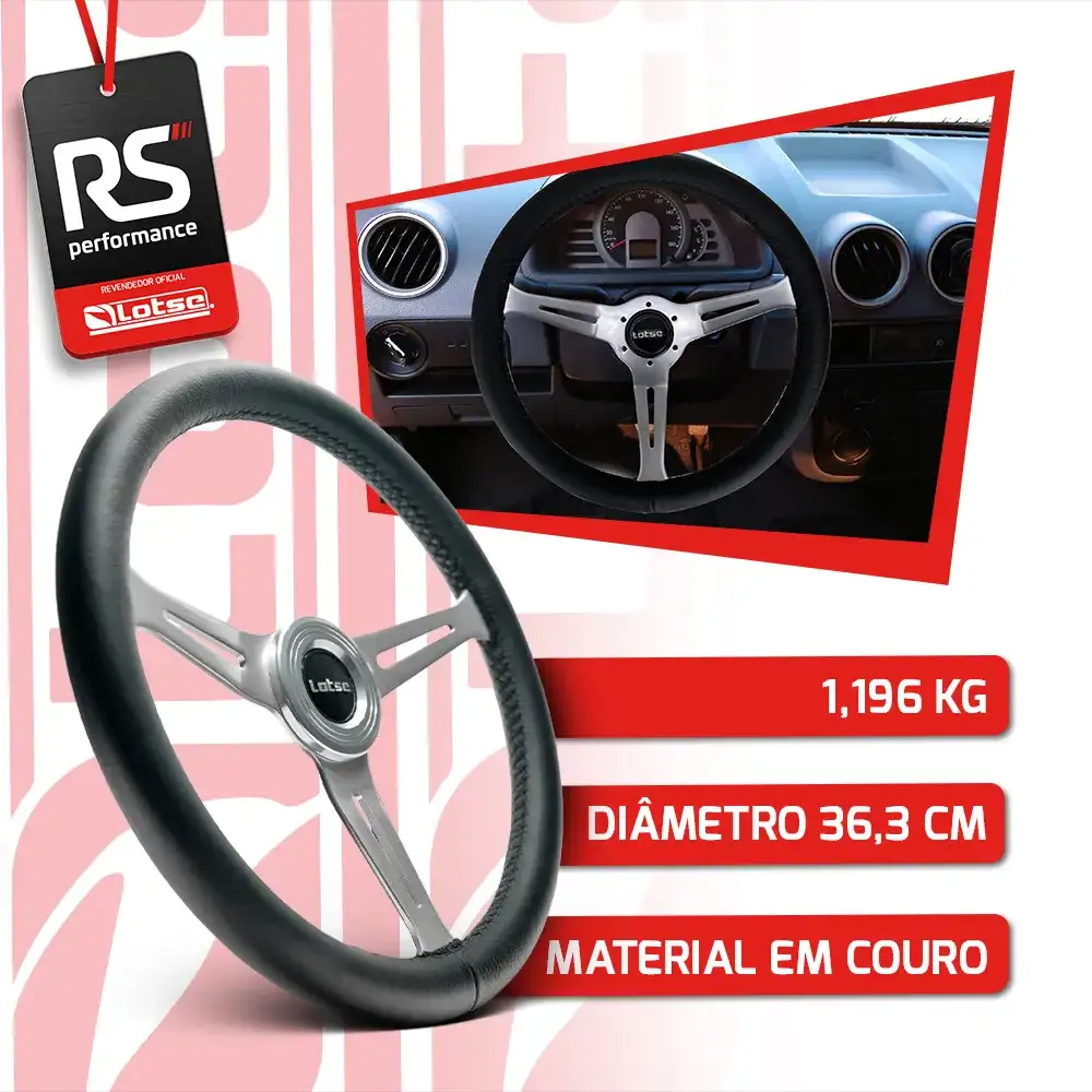 Volante Clássico Em Couro Preto Class Inox + Cubo Alumínio