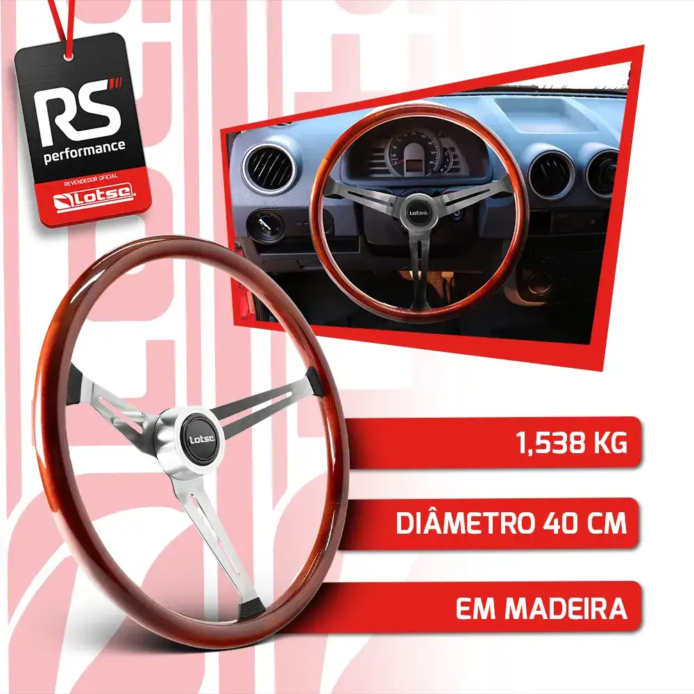Volante De Madeira Boxer Wood Inox Clássico + Cubo Alumínio