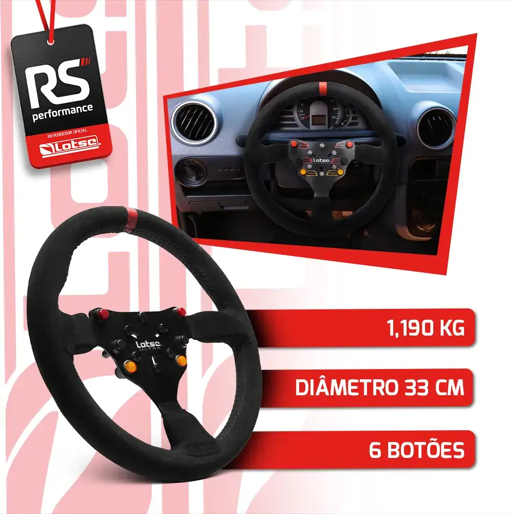 Volante Ultra Em Camurça Preta Com Tarja + Cubo Alumínio