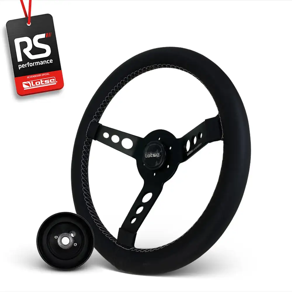 Volante Clássico Em Couro Maxx Black Preto + Cubo Alumínio