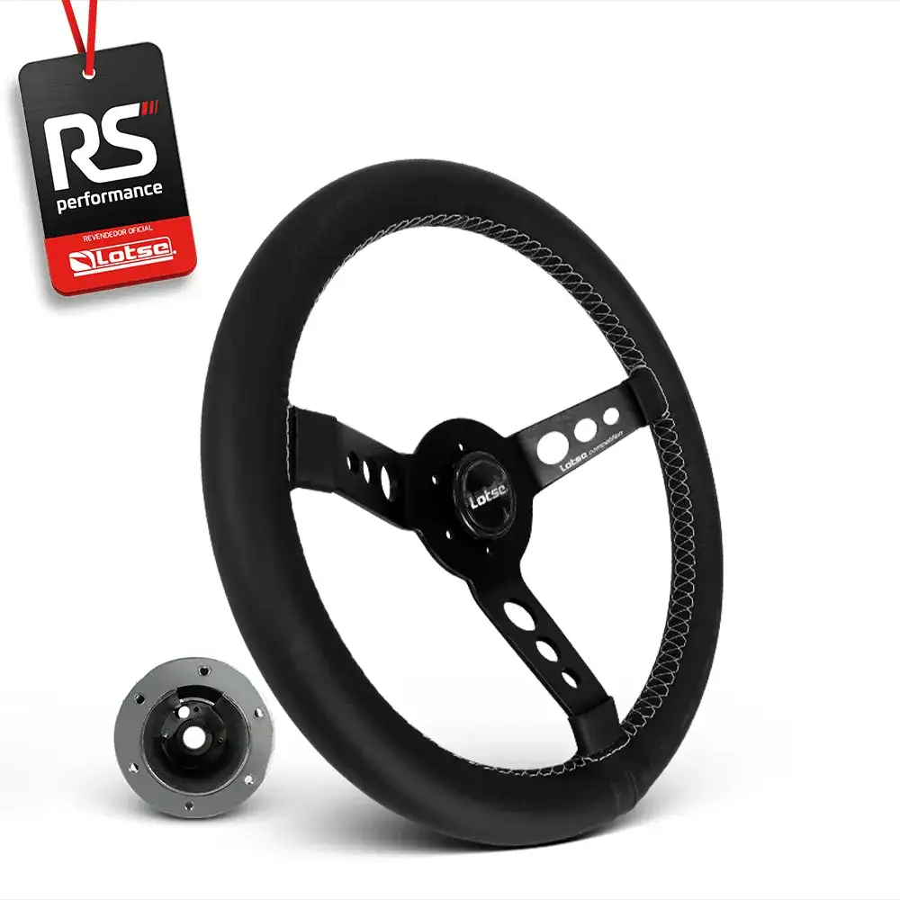 Volante Clássico Em Couro Maxx Black Preto + Cubo Alumínio