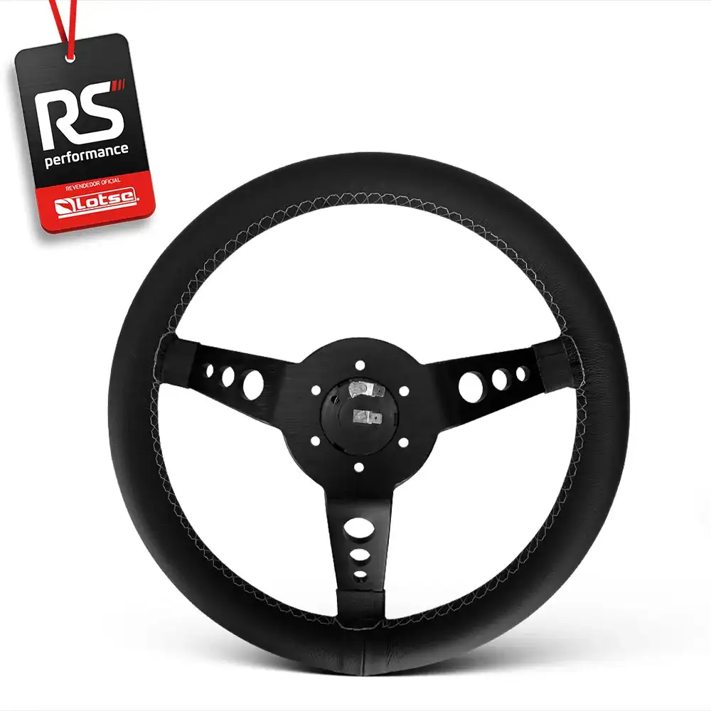 Volante Clássico Em Couro Maxx Black Preto + Cubo Alumínio