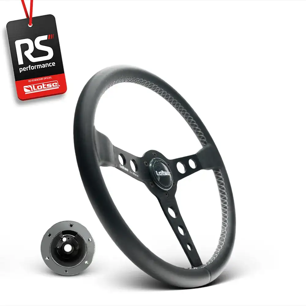 Volante Clássico Le Mans Couro Preto + Cubo Alumínio