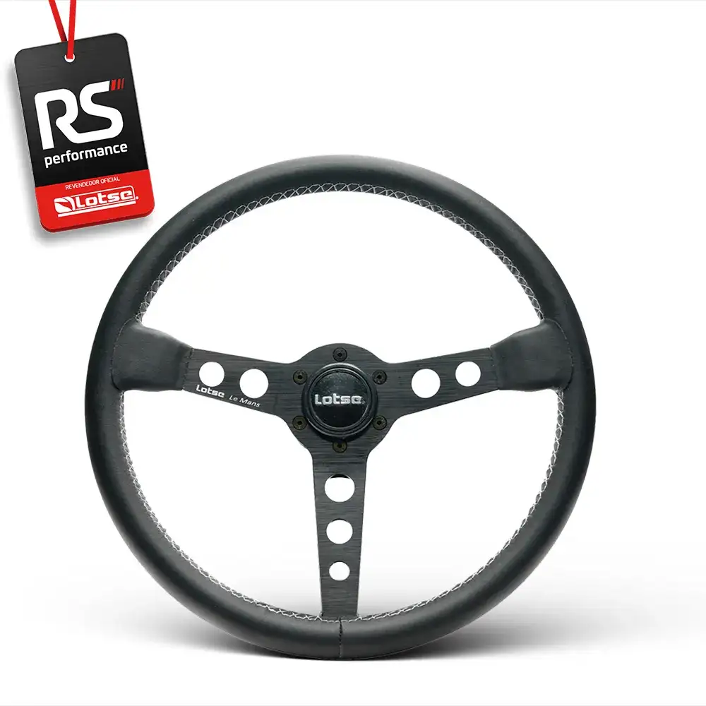 Volante Clássico Le Mans Couro Preto + Cubo Alumínio