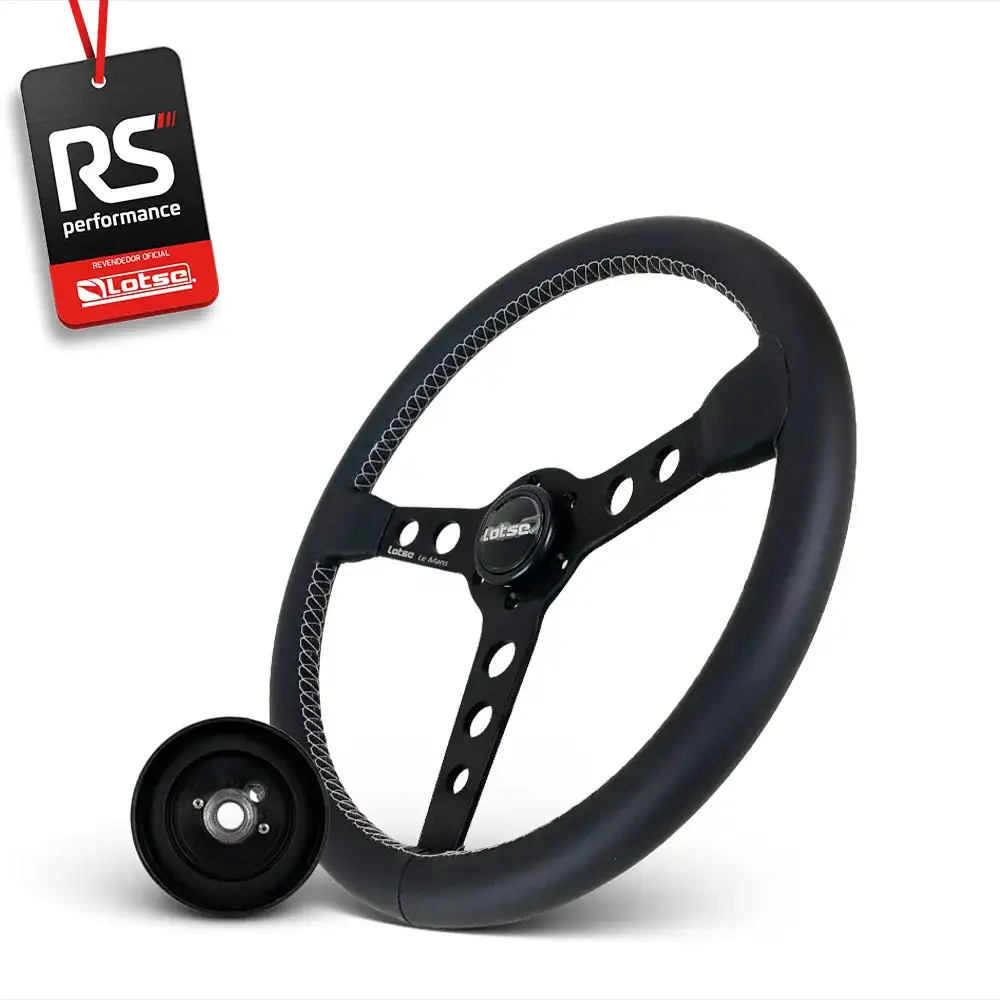 Volante Clássico Le Mans Couro Preto + Cubo Alumínio
