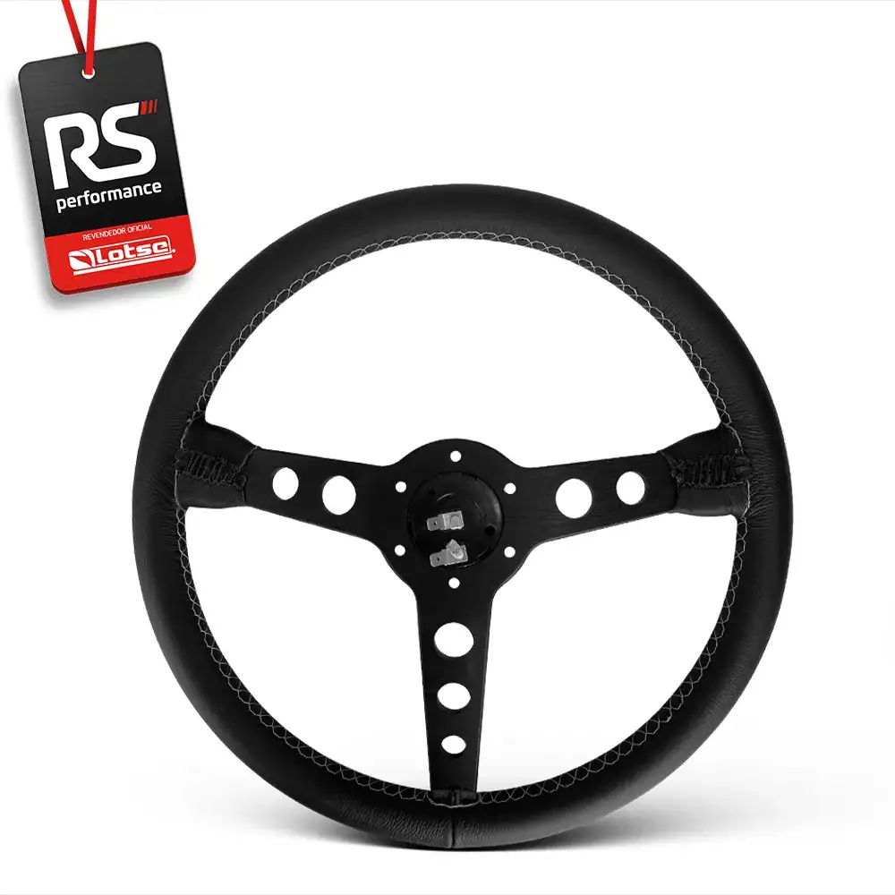Volante Clássico Le Mans Couro Preto + Cubo Alumínio