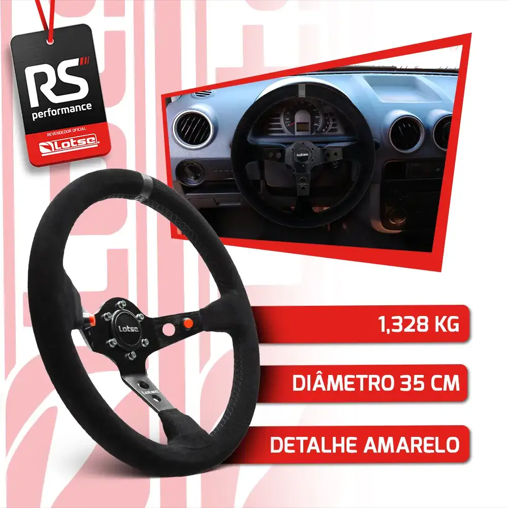Volante Esportivo Em Camurça Dakar C/ Tarja  + Cubo Alumínio