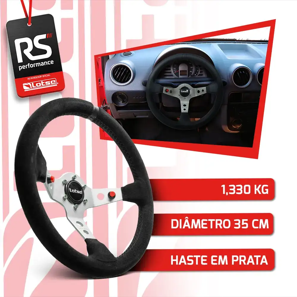 Volante Em Camurça Dakar S Em Prata + Cubo Alumínio