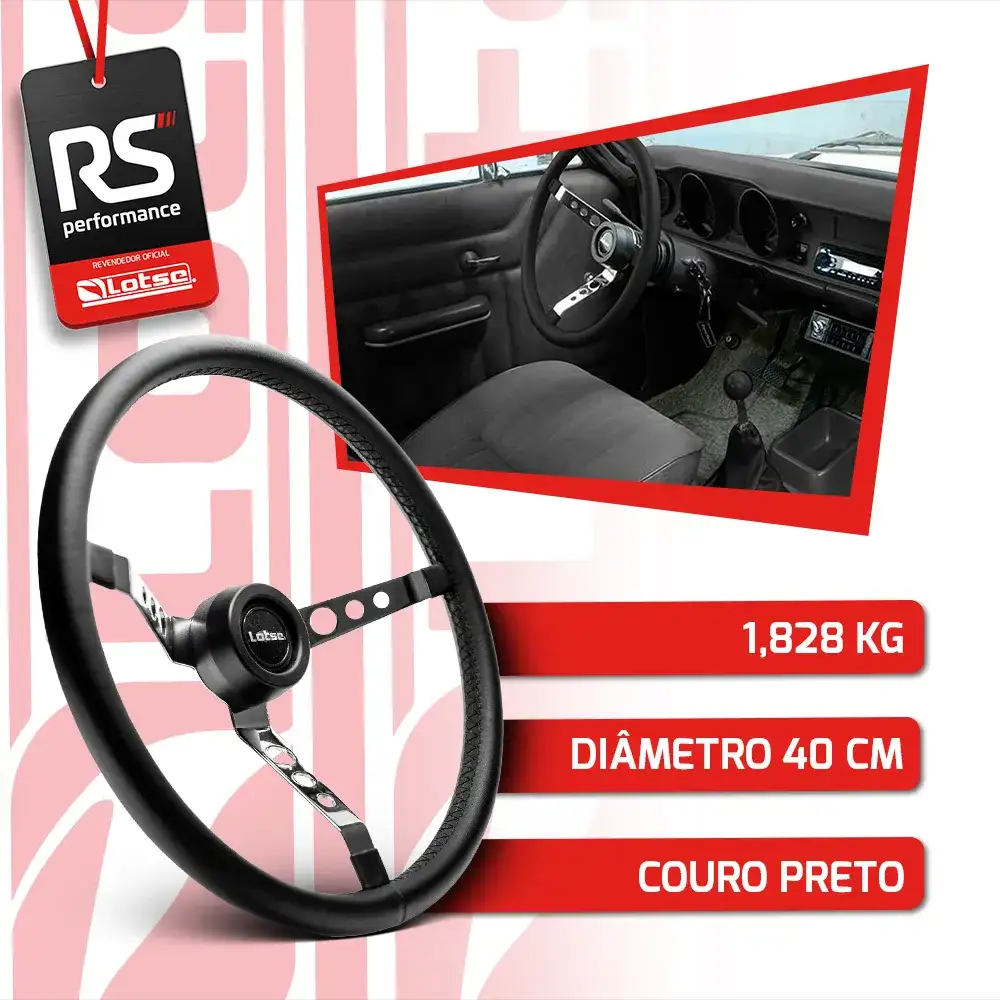 Volante Big Block S Clássico Em Couro Preto + Cubo Alumínio