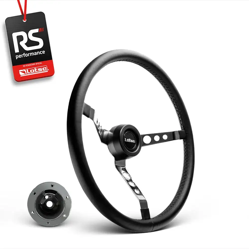 Volante Big Block S Clássico Em Couro Preto + Cubo Alumínio