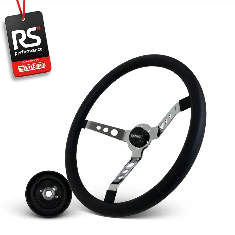 Volante Big Block S Clássico Em Couro Preto + Cubo Alumínio