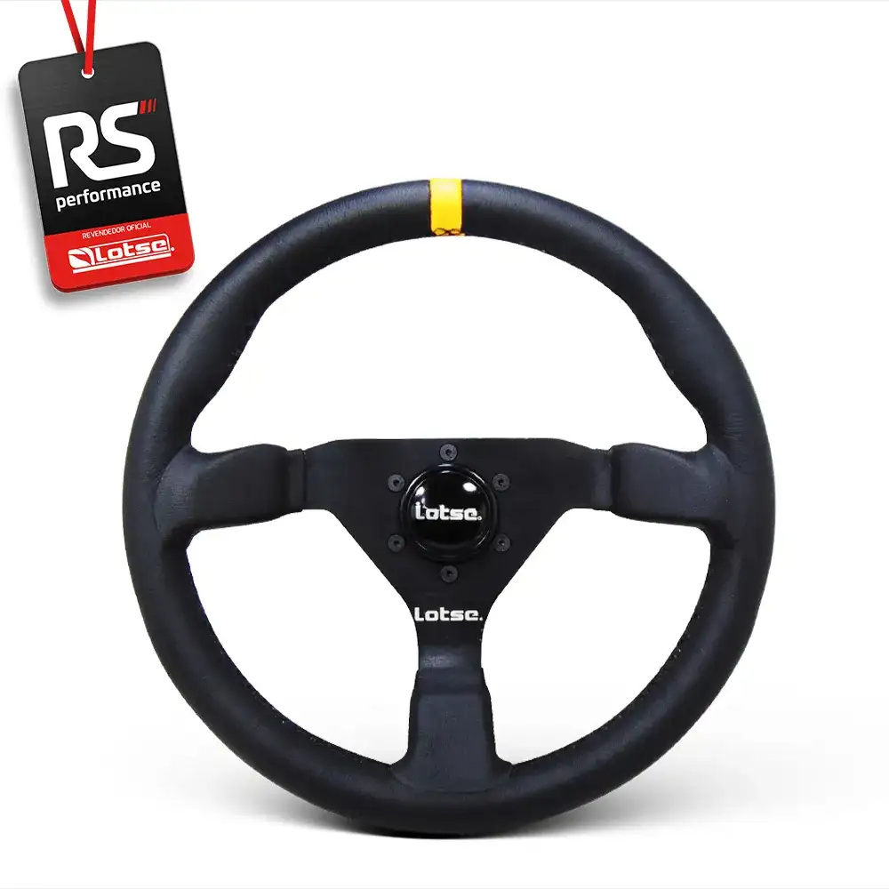 Kit Volante Esportivo Gt330 Em Couro + Cubo Em Alumínio