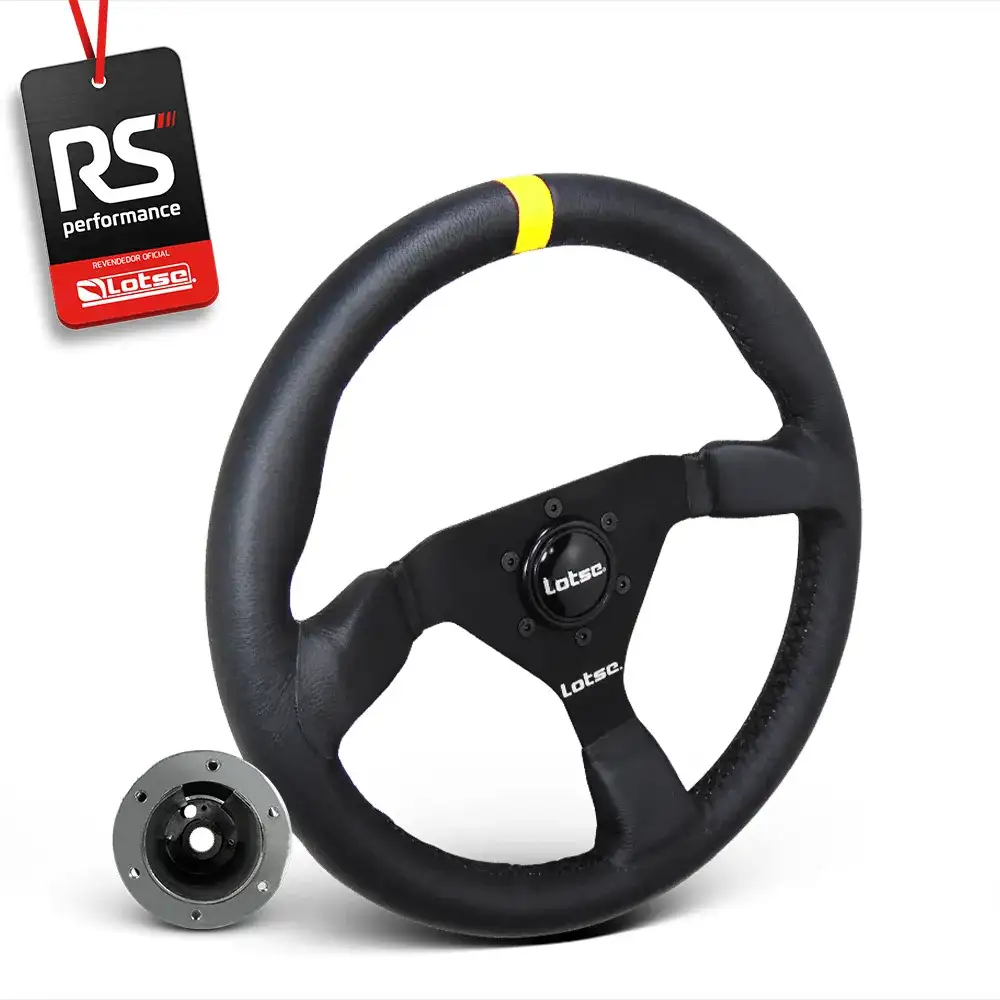 Kit Volante Esportivo Gt330 Em Couro + Cubo Em Alumínio