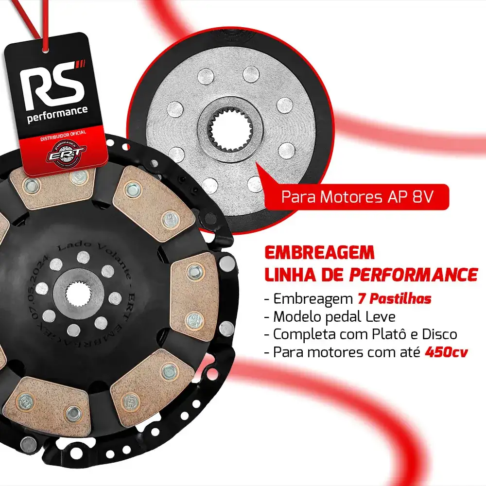 Embreagem Monodisco Com 7 Pastilhas Pedal Leve Até 450cv
