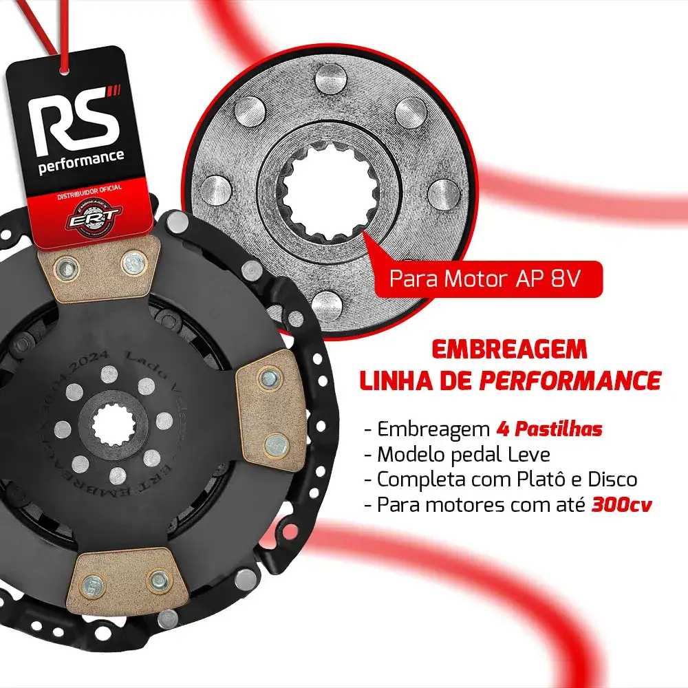 Embreagem Monodisco Com 4 Pastilhas Pedal Leve Até 300cv
