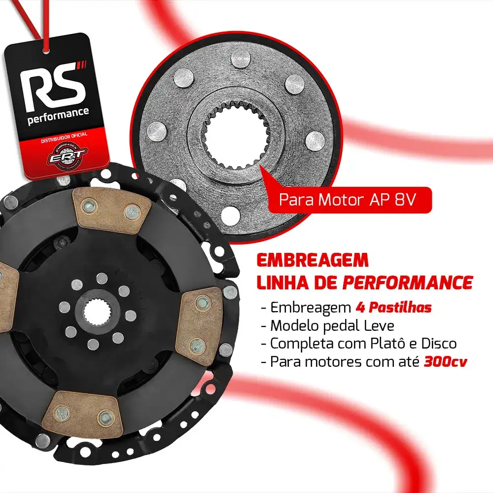 Embreagem Monodisco Com 4 Pastilhas Pedal Leve Até 300cv