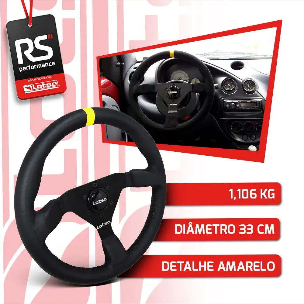 Volante Lotse Universal Gt330 Em Couro - 3 Cores