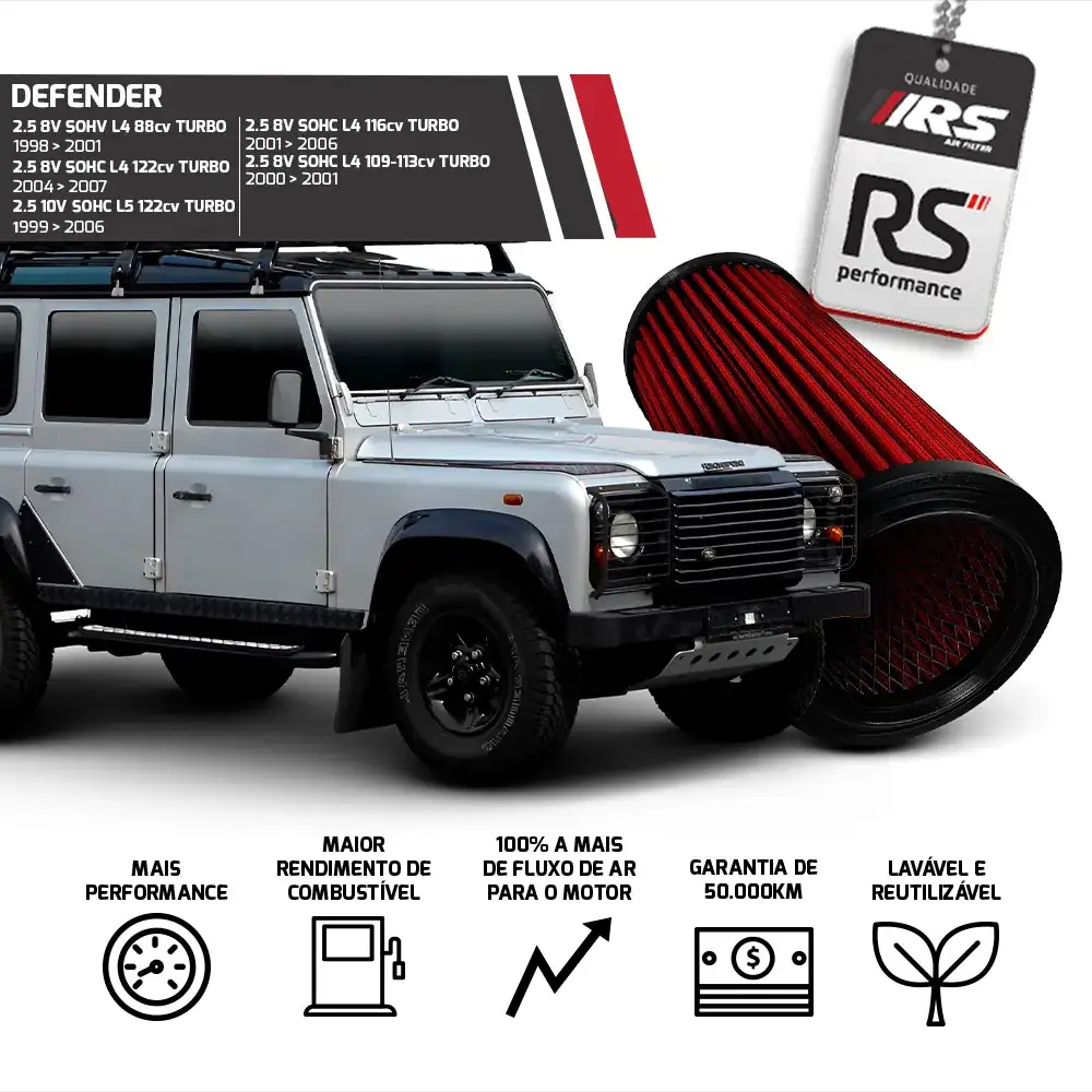 Filtro Esportivo Defender Galloper L300 2.5 Td 1995 A 2007